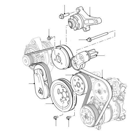 Auxiliary Drive Belt & Tensioners (Without ACE)