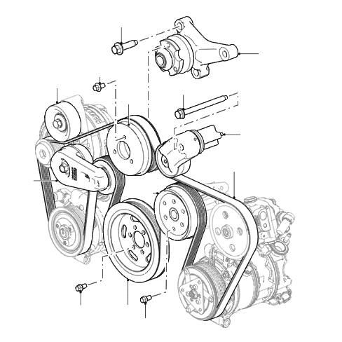 Auxiliary Drive Belt & Tensioners (With ACE)