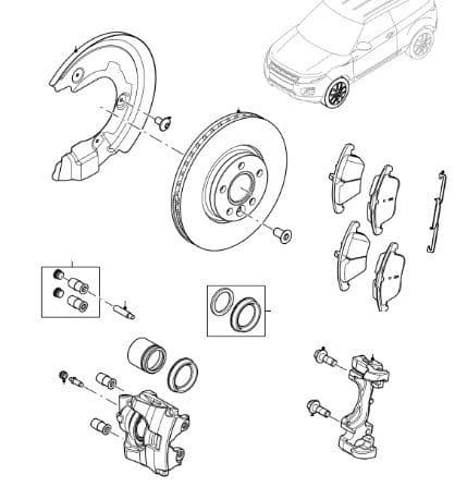 Front Brake Pads, 300mm Discs & Calipers from VIN GH000001 (Option Brake Size 16)