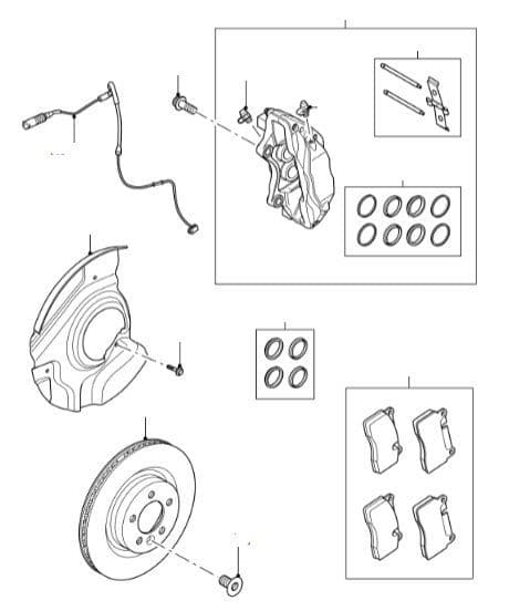 Front Brake Pads, Discs & (Brembo) Calipers 3.6 & 4.2 VIN 6A000001-9A999999