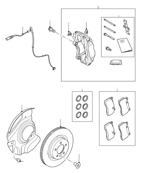 Front Brake Pads, Discs & (Brembo) Calipers 4.4TDV8 & 5.0SC VIN AA000001-