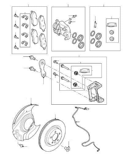 Front Brake Pads, Discs & Calipers 3.6 & 5.0NA from VIN AA000001