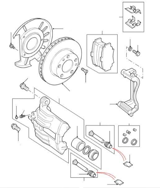 Front Brake Pads, Discs & Calipers from VIN 1A000001 (2001)