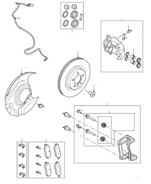 Front Brake Pads, Discs & (TRW) Calipers 3.0 & 4.4 VIN 6A000001-9A999999