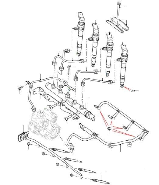 Fuel Injectors, Pipes, Rail & Glow Plugs 2.2 Duratorq