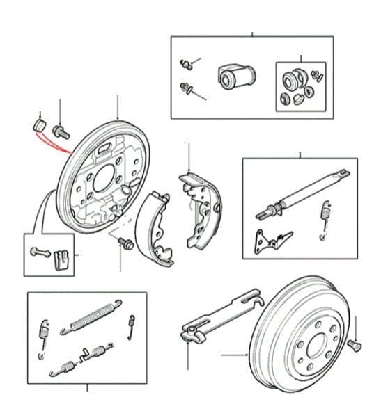 Rear Brake Drums, Shoes & Cylinders from VIN 1A000001