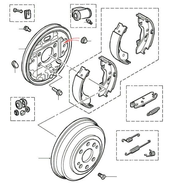 Rear Brake Drums, Shoes & Cylinders to VIN YA999999