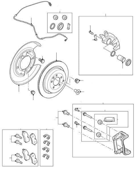 Rear Brake Pads, Discs & Calipers 3.6 & 5.0NA VIN AA000001