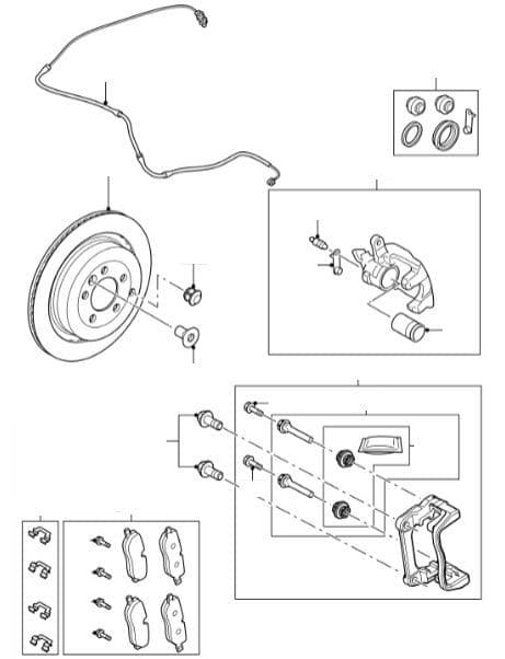 Rear Pads, Discs & Calipers to VIN 9A999999 (2009) When Fitted with BREMBO Front Calipers