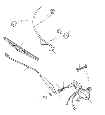 Rear Window Wiper Blade, Arm & Motor MA081992 Onwards