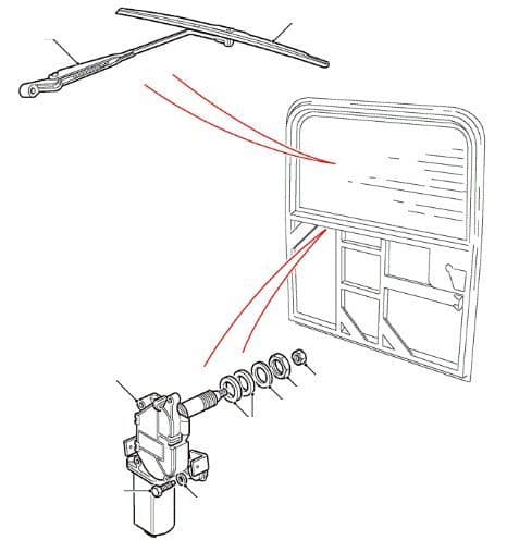 Rear Window Wiper Blade, Arm & Motor MA965106 Onwards