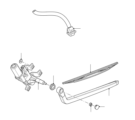 Rear Wiper Motor, Arm & Blade