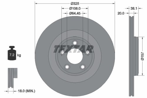 T2R5941 C2D27617 C2D61073 Textar Brake Disc 326mm (Single)