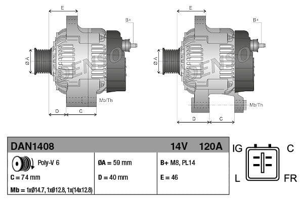 XR837164 XR842452 OEM Denso Alternator V6 Petrol X200/X308